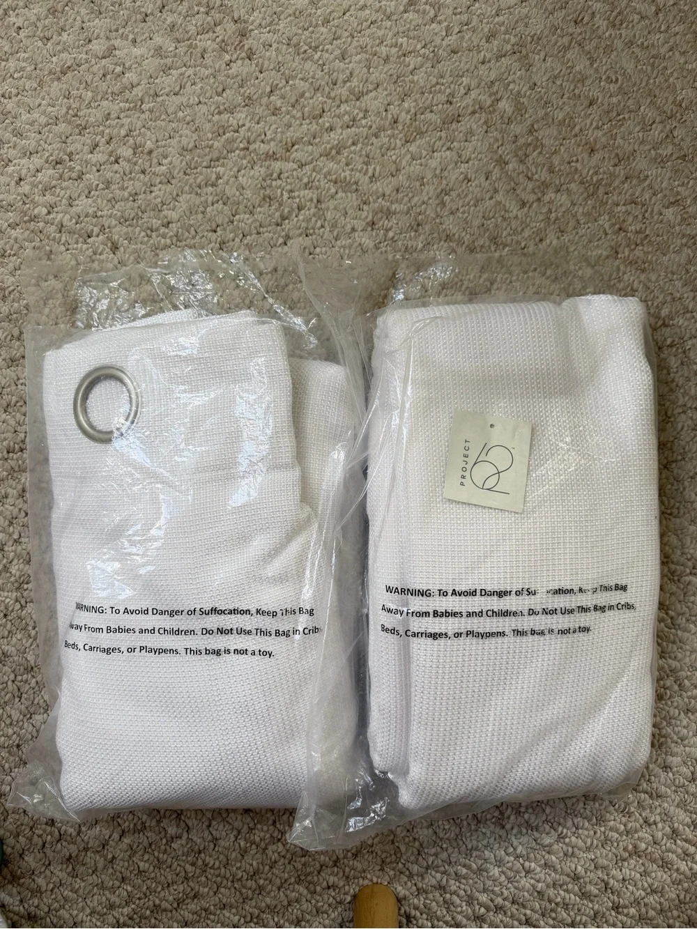 NWT Project 62 white luster basket weave light filtering curtains 108”x50”